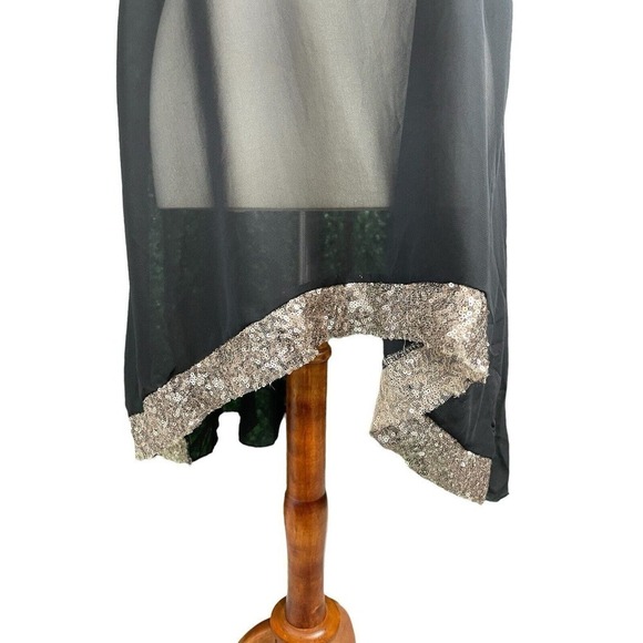 PEARL Black Sheer Tank Tunic Long with Gold Sequins Size Large NEW with TAGS - Picture 4 of 11